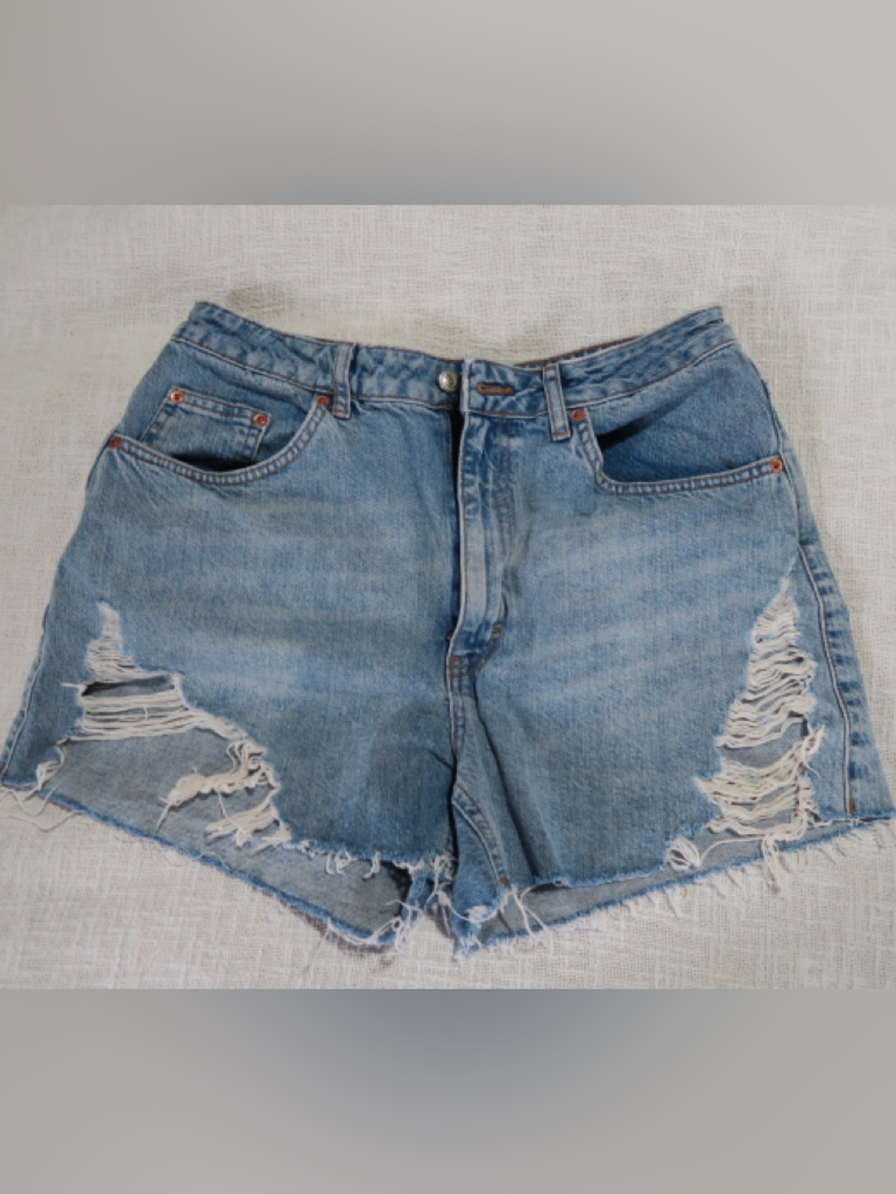 Topshop Light Blue Distressed Denim Cutoff Shorts
